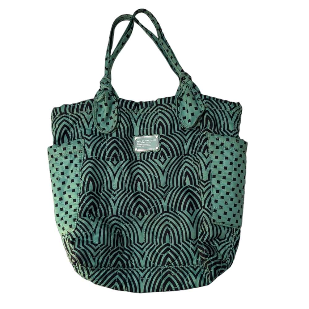 Marc by Marc Jacobs Quilted Nylon Tote Bag in Mint Green and Black